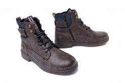 MUSTANG 4201-501-306 kaffee, trzewiki męskie. Brązowe botki męskie Mustang, na zimę, bez wzorów, z tkaniny, bez obcasa, bez zapięcia. Za 304.90 zł.