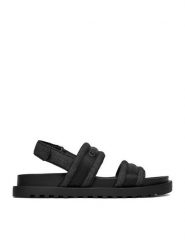 Guess Jeans Sandały EO-GJ2122 Czarny. Czarne sandały damskie Guess Jeans, z aplikacjami, z jeansu, bez obcasa, na płaskiej podeszwie, bez zapięcia. Za 249.99 zł.