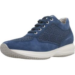 Buty GEOX D HAPPY A Niebieski. Niebieskie obuwie trekkingowe damskie Geox, ze skóry, bez zapięcia. Za 426.99 zł.