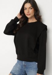 Czarna Bluza z Wiskozą z Podkreśloną Linią Ramion Alithra. Czarne bluzy damskie Born2be, z aplikacjami, z jeansu, casualowe, bez ramiączek, bez kaptura. Za 69.99 zł.