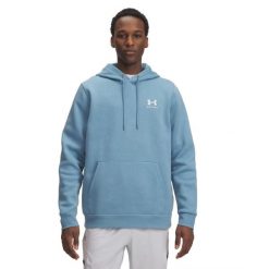 Bluza z kapturem Under Armour Icon Fleece. Niebieskie bluzy męskie Under Armour, m, bez wzorów, sportowe, bez ramiączek, z kapturem. Za 275.55 zł.