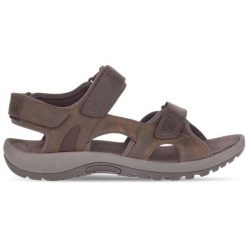 Sandały Trekkingowe Męskie Merrell Sandspur 2 Convert. Brązowe sandały męskie Merrell, bez wzorów, z nubiku, sportowe, bez zapięcia. Za 361.70 zł.
