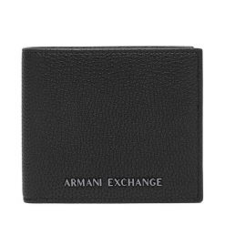 Portfel Armani Exchange. Czarne portfele męskie Armani Exchange, bez wzorów. Za 329.99 zł.