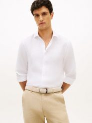 Tommy Hilfiger Tailored koszula lniana Mężczyźni Slim Fit len biały, XXL. Białe koszule męskie Tommy Hilfiger Tailored, m, bez wzorów, ze lnu, klasyczne, bez kołnierzyka, bez ramiączek. Za 479.95 zł.