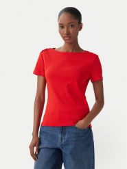 Tommy Hilfiger T-Shirt WW0WW49250 Czerwony Slim Fit. Czerwone t-shirty damskie Tommy Hilfiger, l, bez wzorów, z bawełny, bez kołnierzyka, bez ramiączek. Za 289.99 zł.