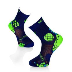 Niebiesko-żółte skarpetki kompresyjne do biegania. Niebieskie skarpetki damskie TRY TO FLY, bez wzorów. Za 67.41 zł.