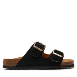 Klapki Scholl. Czarne klapki damskie Scholl, bez wzorów, bez obcasa, bez zapięcia. Za 269.99 zł.