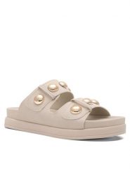DeeZee Klapki WS6099-01 Beżowy. Brązowe klapki damskie DeeZee, bez wzorów, z syntetyku, bez obcasa, bez zapięcia. Za 119.99 zł.
