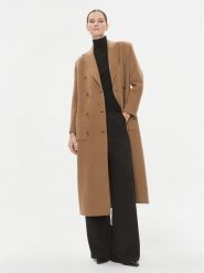 Elisabetta Franchi Płaszcz wełniany CP-43D-36E2-V840 Brązowy Regular Fit. Brązowe płaszcze damskie Elisabetta Franchi, na zimę, bez wzorów, z wełny, bez kołnierzyka, bez kaptura. Za 4,259.00 zł.