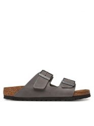 Birkenstock Klapki Arizona LEOI 1027026 Szary. Szare klapki damskie Birkenstock, bez wzorów, ze skóry, bez obcasa, bez zapięcia. Za 409.99 zł.