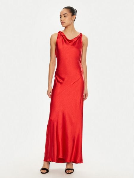 Please Sukienka koktajlowa A12NXO6000 Czerwony Slim Fit. Czerwone sukienki damskie Please, s, bez wzorów, z syntetyku, wizytowe, bez kołnierzyka, bez ramiączek. Za 199.99 zł.