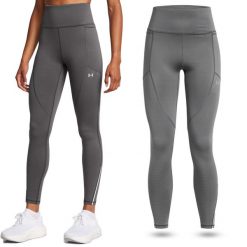 Legginsy sportowe damskie Under Armour getry szybkoschnące treningowe. Szare legginsy damskie Under Armour, xs, bez wzorów, do biegania. Za 209.99 zł.