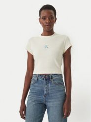 Calvin Klein Jeans T-Shirt LV047F833G Żółty Slim Fit. Żółte t-shirty damskie Calvin Klein Jeans, s, bez wzorów, z bawełny, bez kołnierzyka, bez ramiączek. Za 209.99 zł.