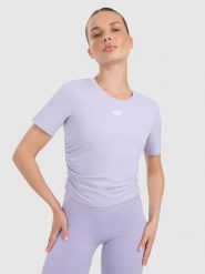4F Top do jogi i pilatesu szybkoschnący damski - fioletowy S. Niebieskie koszulki sportowe damskie 4F, l, bez wzorów, z elastanu, bez ramiączek, na jogę i pilates. Za 99.99 zł.