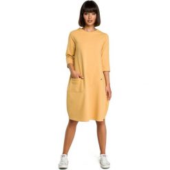 BeWear sukienka damska L żółty. Żółte sukienki damskie Bewear, na co dzień, l, bez wzorów, z materiału, bez kołnierzyka, bez ramiączek, proste. Za 219.00 zł.