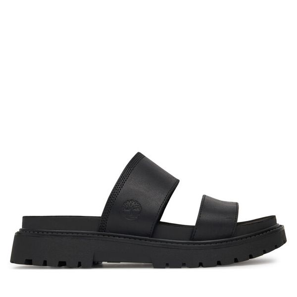 Klapki Timberland. Czarne klapki damskie Timberland, bez wzorów, bez obcasa, bez zapięcia. Za 429.99 zł.