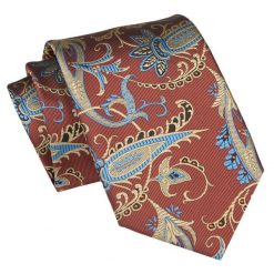 Męski Krawat Angelo di Monti - Jasny Brąz, Kolorowy Wzór. Krawaty i muchy Angelo di Monti, bez wzorów, z tkaniny, eleganckie. Za 45.00 zł.