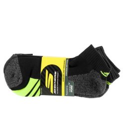 Skarpetki sportowe męskie 3pk Mens 1/2 Terry Q-Black Socks. Czarne skarpety męskie Skechers, bez wzorów, z materiału. Za 59.99 zł.