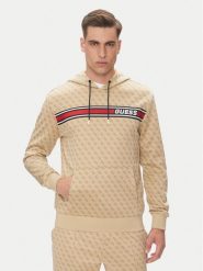 Guess Bluza New Korbin Z4BQ30 FL04Q Beżowy Regular Fit. Brązowe bluzy męskie Guess, m, z aplikacjami, z syntetyku, bez ramiączek, bez kaptura. Za 399.99 zł.