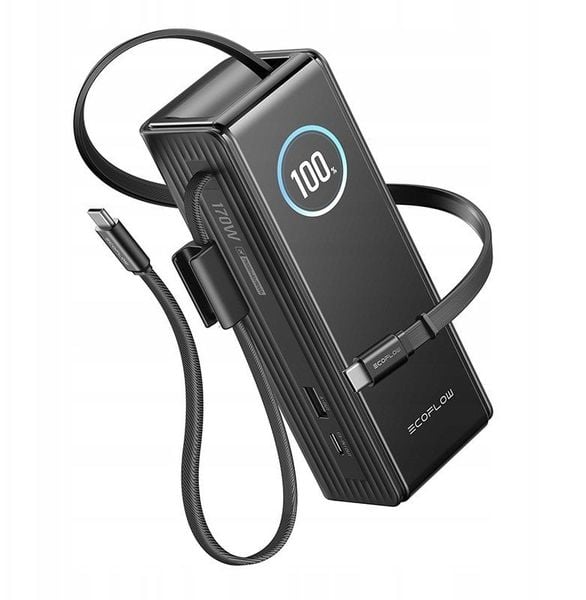"EcoFlow RAPID Powerbank" 25000 mAh, 170 W (įmontuoti 100 W kabeliai). Powerbanki ECOFLOW. Za 429.00 zł.