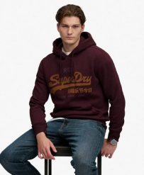 Superdry Bluza z kapturem Vintage Logo Heritage Relaxed. Czerwone bluzy damskie Superdry, l, bez wzorów, z bawełny, klasyczne, bez ramiączek, z kapturem. Za 373.45 zł.