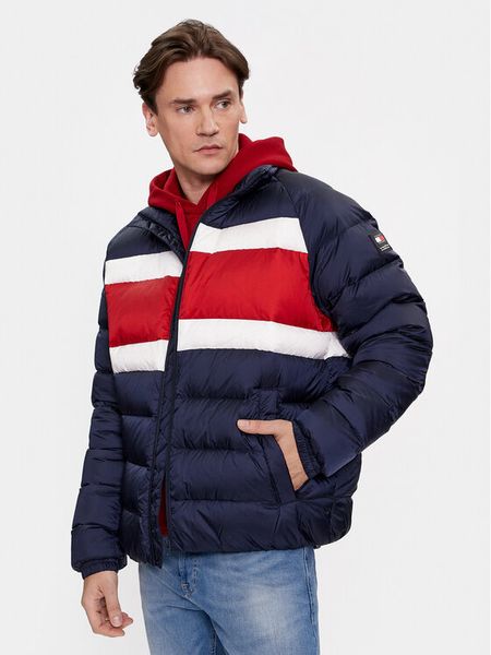 Tommy Jeans Kurtka puchowa DM0DM18012 Granatowy Regular Fit. Niebieskie kurtki męskie Tommy Jeans, m, bez wzorów, z jeansu, bez kaptura. Za 589.99 zł.