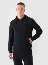 4F Bluza dresowa rozpinana z kapturem męska - czarna S. Czarne bluzy męskie 4F, m, bez wzorów, z bawełny, z kapturem. W wyprzedaży za 119.99 zł.