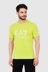 EA7 Zielony męski t-shirt z dużym białym logo, Rozmiar S. Zielone t-shirty męskie EA7 Emporio Armani, m, bez wzorów, bez kołnierzyka, bez ramiączek. W wyprzedaży za 248.99 zł.