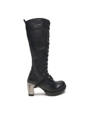 NEW ROCK Kozaki M-TR005-S1 Czarny. Czarne kozaki damskie NEW ROCK, bez wzorów, ze skóry, bez obcasa, na słupku, bez zapięcia. Za 1,159.00 zł.