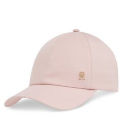 Czapka z daszkiem Tommy Hilfiger. Czerwone czapki damskie Tommy Hilfiger, bez wzorów. Za 129.99 zł.