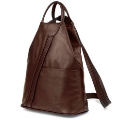 Vera Pelle Włoski Plecak Skórzany Damski Mały T52. Brązowe plecaki damskie Vera Pelle, bez wzorów, ze skóry, eleganckie. Za 249.99 zł.