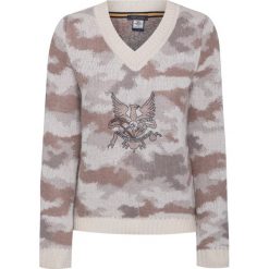 Sweter AERONAUTICA MILITARE. Brązowe swetry nierozpinane damskie Aeronautica Militare, l, z aplikacjami, z dzianiny, bez kołnierzyka, bez ramiączek. W wyprzedaży za 300.00 zł.