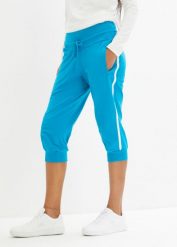 Spodnie 3/4 do biegania z bawełny (2 pary). Niebieskie spodnie dresowe damskie bonprix, bez wzorów, z bawełny, sportowe, do biegania. Za 189.99 zł.
