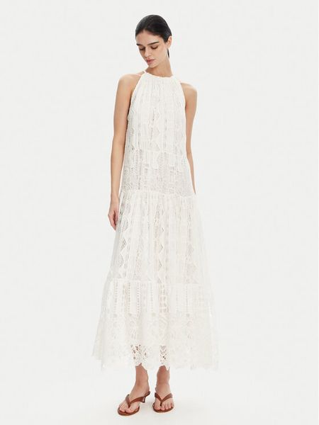 PINKO Sukienka letnia 104857 A2G9 Biały Regular Fit. Białe sukienki damskie Pinko, na lato, m, bez wzorów, z bawełny, bez kołnierzyka, bez ramiączek. Za 1,119.00 zł.