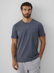 4F T-shirt regular z nadrukiem męski - szary S. Szare t-shirty męskie 4F, m, bez wzorów, z bawełny, bez kołnierzyka, bez ramiączek. Za 59.99 zł.