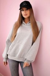 Bluza z kapturem masełko szara. Szare bluzy damskie KESI, l, bez wzorów, z elastanu, eleganckie, bez ramiączek, z kapturem. Za 204.91 zł.