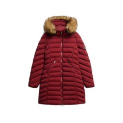 Parka dla kobiet Superdry Fuji. Czerwone parki damskie Superdry, na zimę, bez wzorów, bez kaptura. Za 632.50 zł.