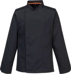 Portwest C838 - Bluza kucharska MeshAir Pro L/S - czarny XL. Czarne bluzy męskie Portwest, l, bez wzorów, bez ramiączek, bez kaptura. Za 103.89 zł.
