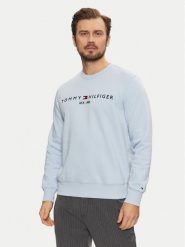 Tommy Hilfiger Bluza Logo MW0MW11596 Błękitny Regular Fit. Niebieskie bluzy męskie Tommy Hilfiger, m, bez wzorów, z bawełny, bez ramiączek, bez kaptura. Za 379.99 zł.