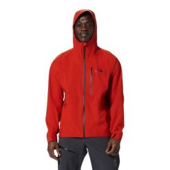 Rozciągliwa kurtka turystyczna Mountain Hardwear Ozonic. Czerwone kurtki męskie MOUNTAIN HARDWEAR, m, bez wzorów, bez kaptura. Za 903.05 zł.