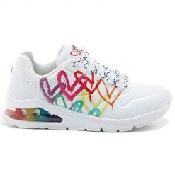 Buty do chodzenia damskie Skechers Uno 2 Floating. Białe obuwie sportowe damskie Skechers, bez wzorów, z materiału, bez zapięcia, trekkingowe. Za 456.00 zł.