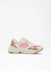 Sneakersy chunky. Brązowe obuwie sportowe damskie bonprix, bez wzorów, z materiału, bez zapięcia. Za 147.99 zł.