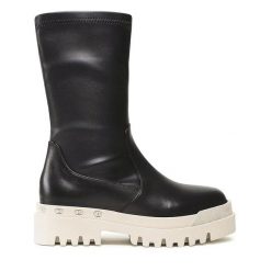 Botki Badura. Czarne botki damskie Badura, bez wzorów, bez obcasa, na płaskiej podeszwie, bez zapięcia. Za 279.99 zł.