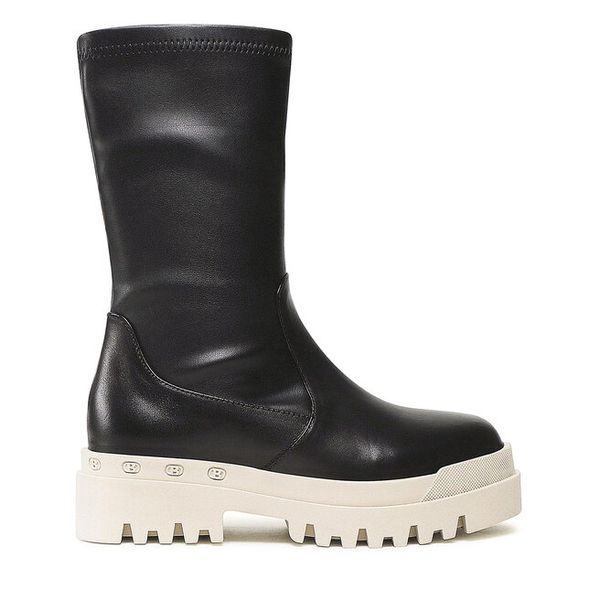 Botki Badura. Czarne botki damskie Badura, bez wzorów, bez obcasa, na płaskiej podeszwie, bez zapięcia. Za 399.99 zł.