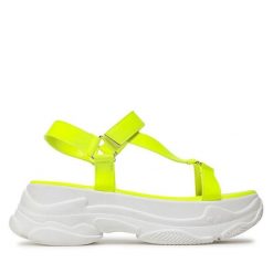 Sandały Jenny Fairy. Zielone sandały damskie Jenny Fairy, bez wzorów, bez obcasa, na płaskiej podeszwie, bez zapięcia. Za 179.99 zł.