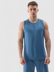 4F Tank top treningowy regular z materiału z recyklingu męski - niebieski 3XL. Niebieskie t-shirty męskie 4F, m, bez wzorów, z dzianiny, bez kołnierzyka, bez ramiączek. W wyprzedaży za 29.99 zł.