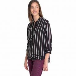LEE BLOUSE DAMSKA KOSZULA MATERIAŁOWA W PASKI BLACK L46PAC01 112110953. Czarne koszule damskie Lee, l, bez wzorów, z materiału, bez kołnierzyka, bez ramiączek. Za 129.99 zł.