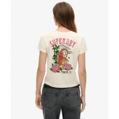 Koszulka z kryształkami do tatuażu. Białe koszulki sportowe damskie Superdry, bez wzorów, bez ramiączek. W wyprzedaży za 159.00 zł.