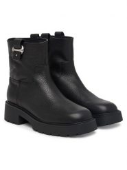Calvin Klein Botki Chunky Ankle Boot Lth Hdw HW0HW03202 Czarny. Czarne botki damskie Calvin Klein, bez wzorów, ze skóry, bez obcasa, na płaskiej podeszwie, bez zapięcia. Za 799.99 zł.
