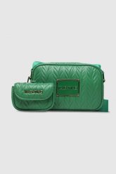 VALENTINO Tłoczona zielona torebka z przypinaną saszetką sunny re haversack. Zielone listonoszki damskie Valentino by Mario Valentino, bez wzorów, małe, z tłoczeniem, bez dodatków. W wyprzedaży za 399.99 zł.